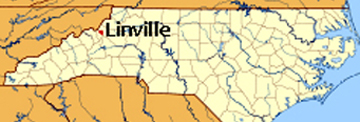 NC map showing location of Linville, NC